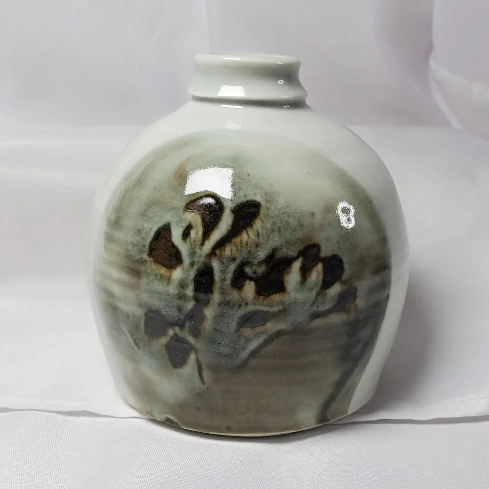 Vintage Handcrafted Bud Vase With Abstract Design Studio Art Artisan Made 5.25